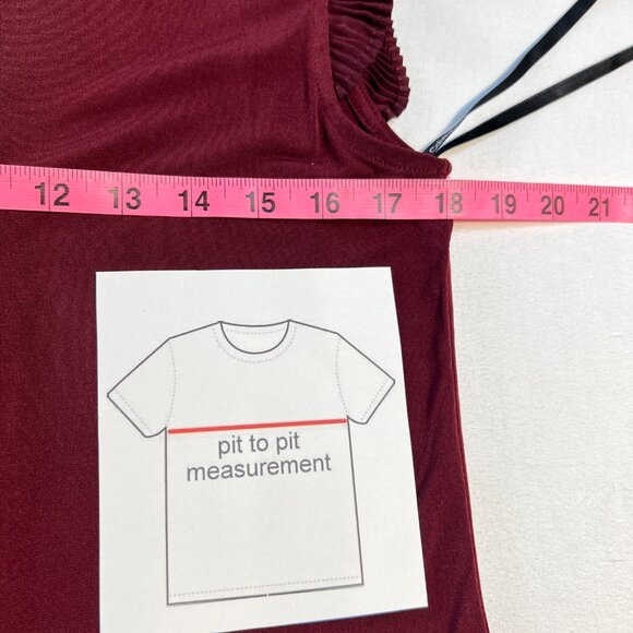 🍷Calvin Klein Burgundy Sleeveless Top Size M Ruffle Shoulder Detail timeless - Picture 10 of 10